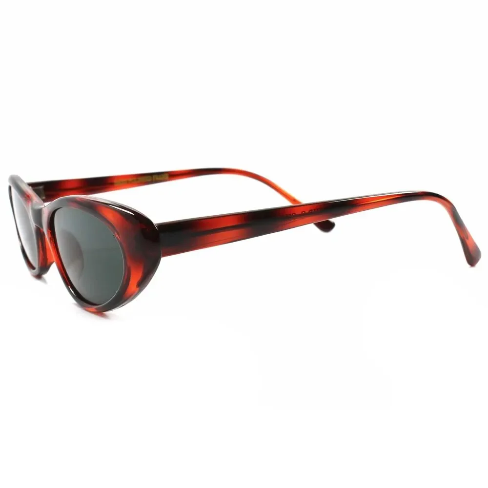Old Fashioned Vintage Womens Small Brown & Black Rockabilly Cat Eye Sunglasses